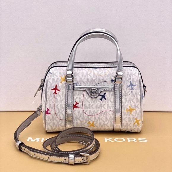 Michael Kors Handbags - Michael Kors SM Satchel Crossbody Bag MK White Multi